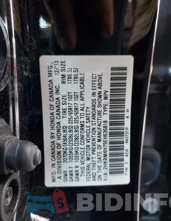2HKRM4H79EH636818 Photo# 12
