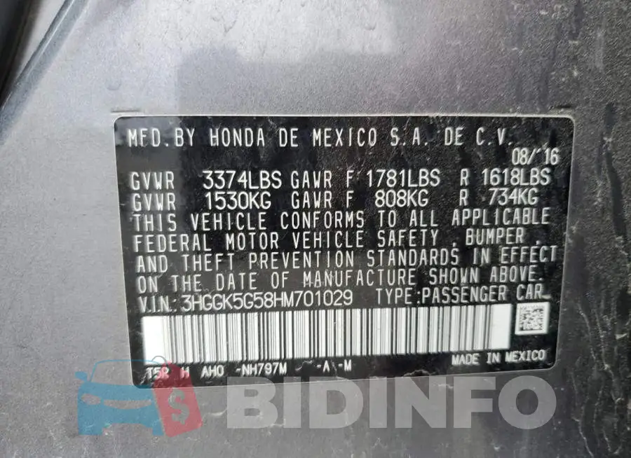 3HGGK5G58HM701029 Photo# 10