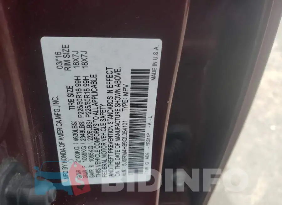 5J6RM4H99GL054101 Photo# 13