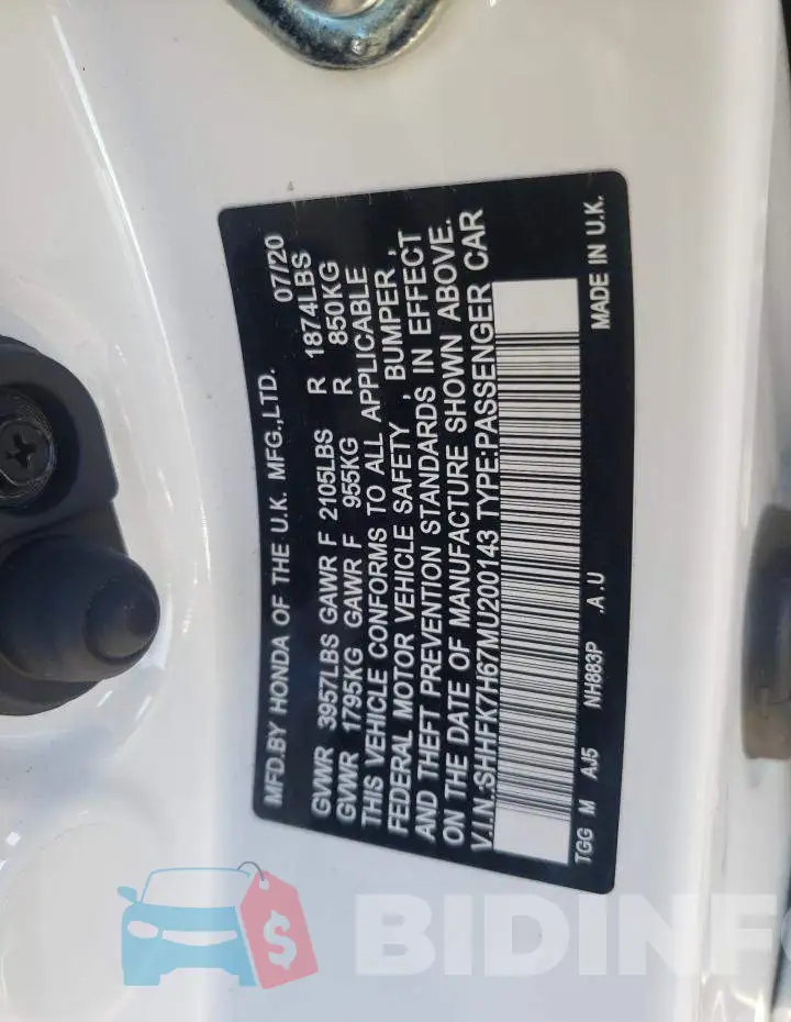 SHHFK7H67MU200143 Photo# 10