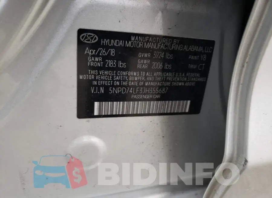 5NPD74LF3JH355687 Photo# 12