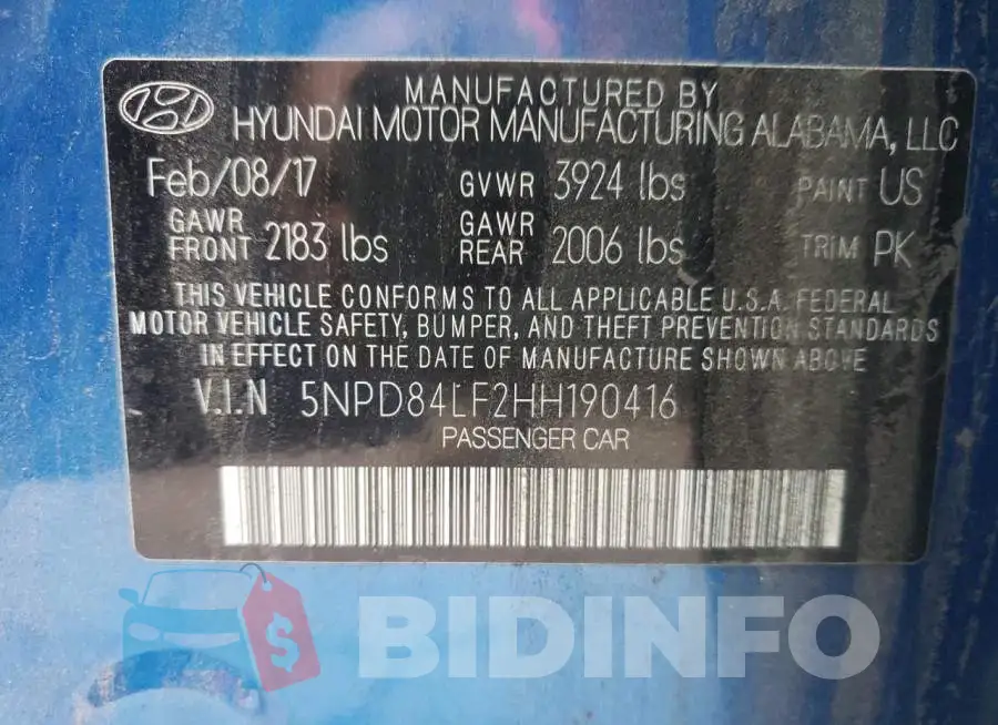 5NPD84LF2HH190416 Photo# 10