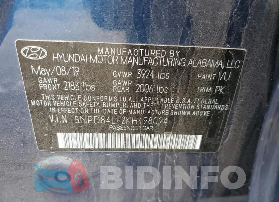 5NPD84LF2KH498094 Photo# 14