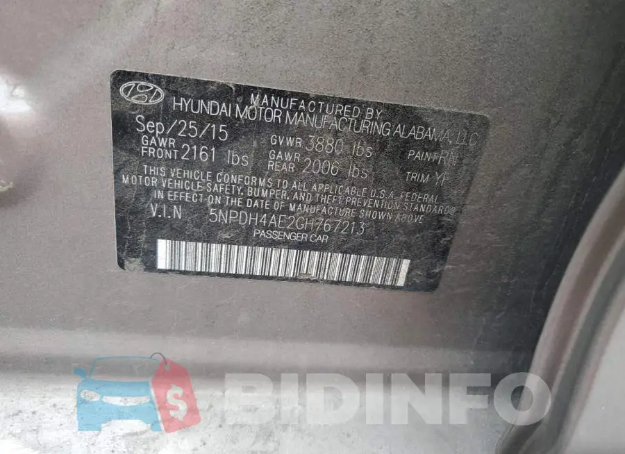 5NPDH4AE2GH767213 Photo# 12