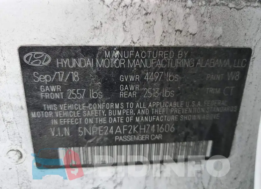 5NPE24AF2KH741606 Photo# 12