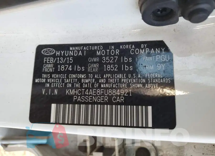 KMHCT4AE8FU884921 Photo# 13