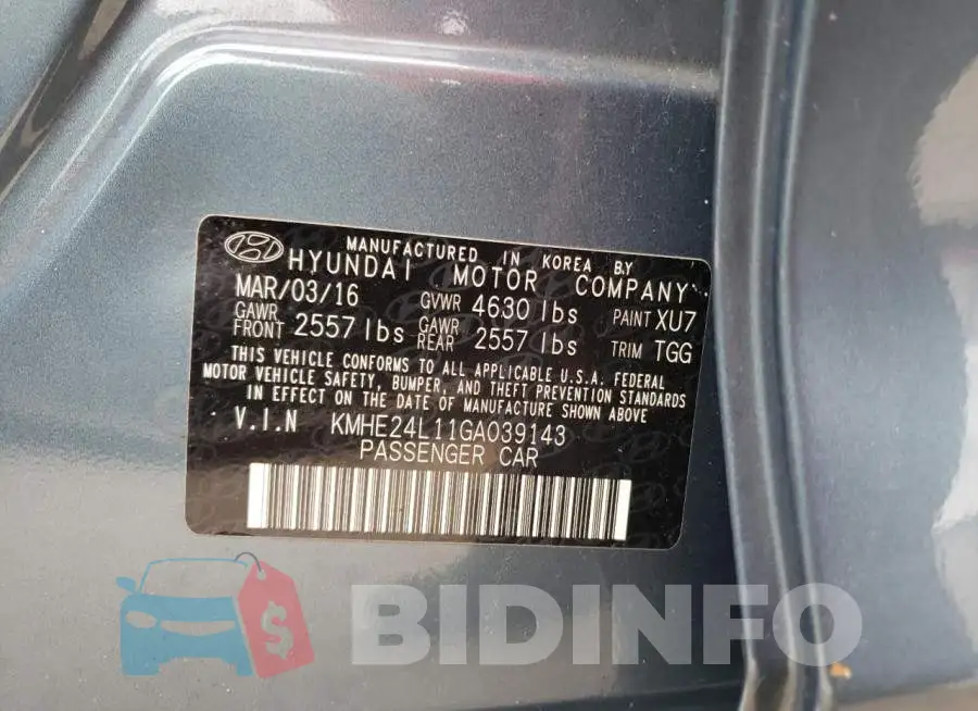 KMHE24L11GA039143 Photo# 13