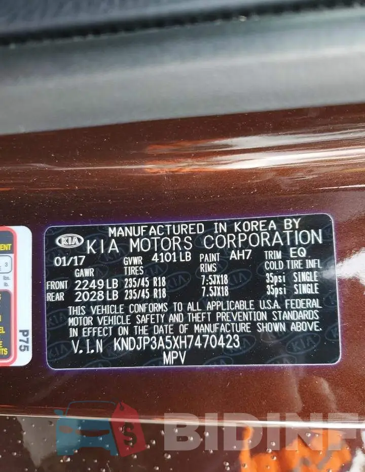 KNDJP3A5XH7470423 Photo# 13