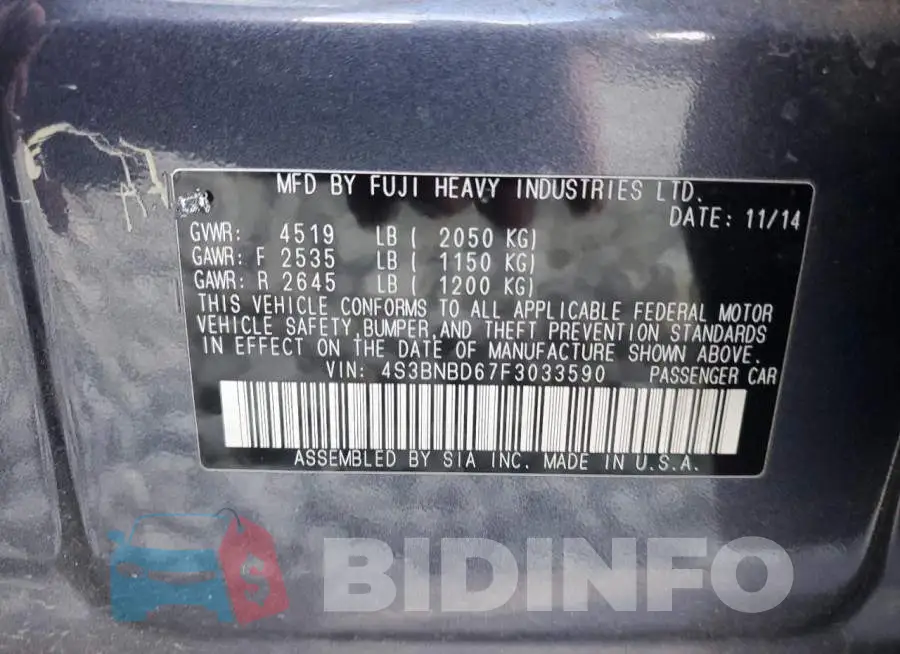 4S3BNBD67F3033590 Photo# 12