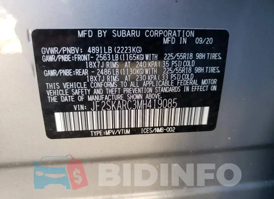 JF2SKARC3MH419085 Photo# 10