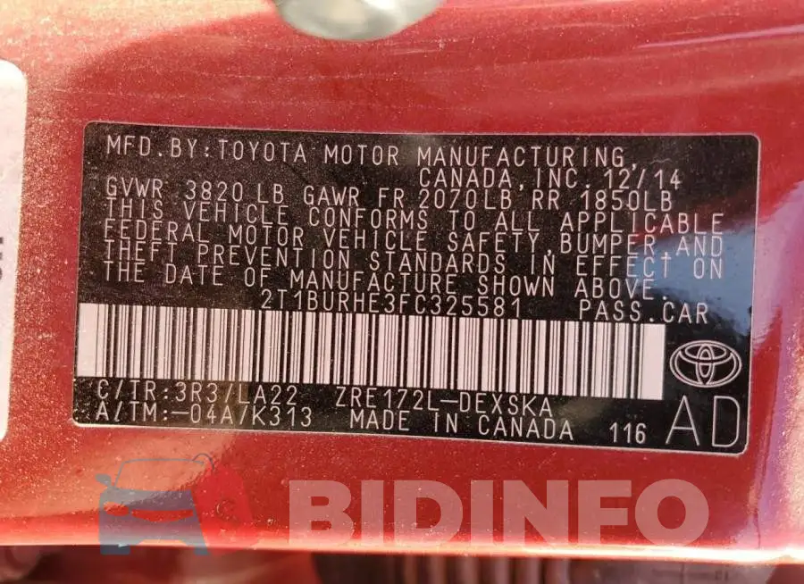 2T1BURHE3FC325581 Photo# 13