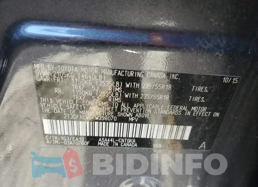 2T3DFREV6FW398070 Photo# 13