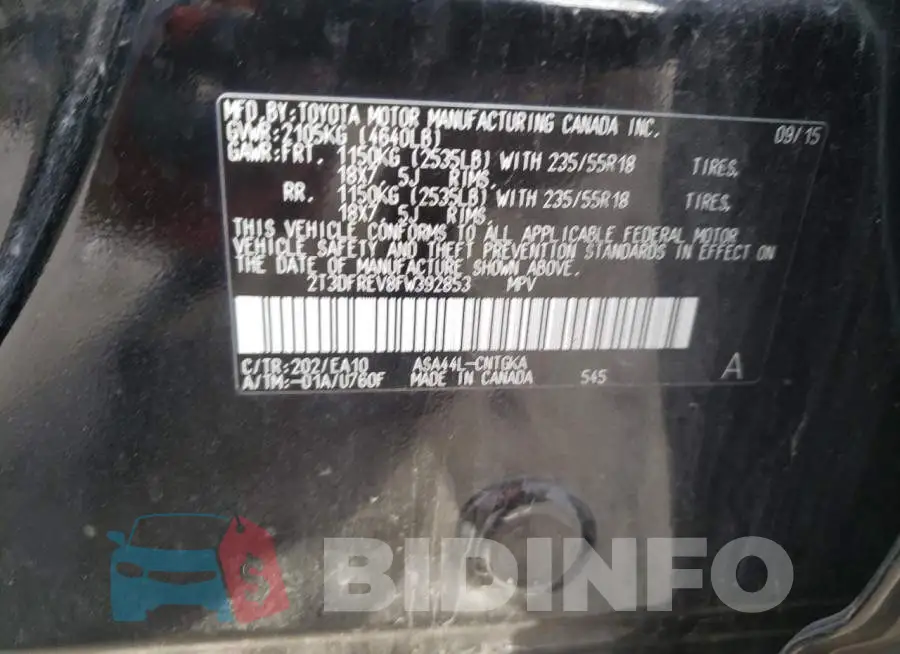 2T3DFREV8FW392853 Photo# 13