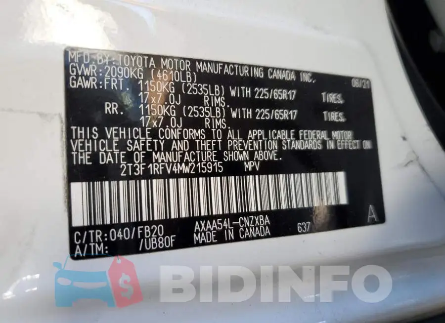 2T3F1RFV4MW215915 Photo# 13
