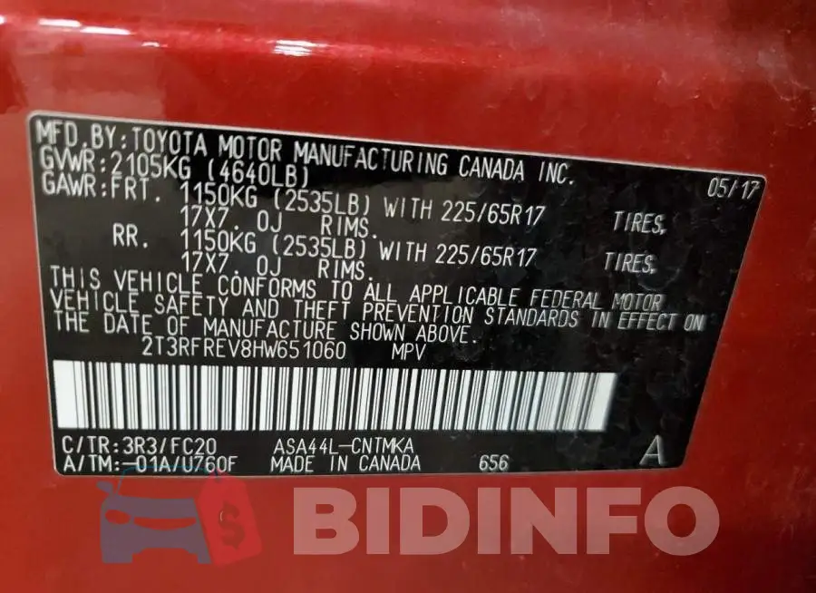 2T3RFREV8HW651060 Photo# 14
