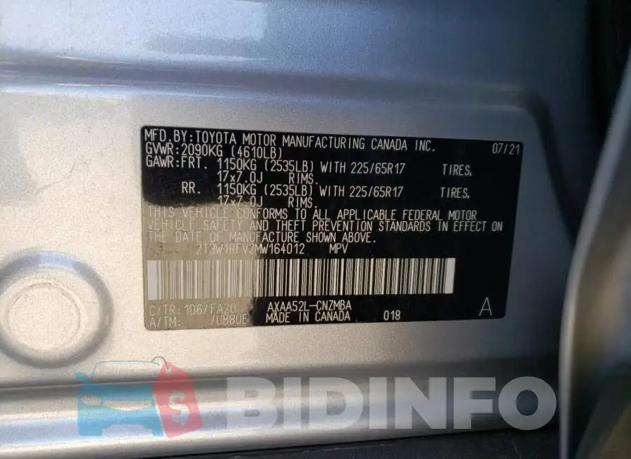 2T3W1RFV2MW164012 Photo# 13