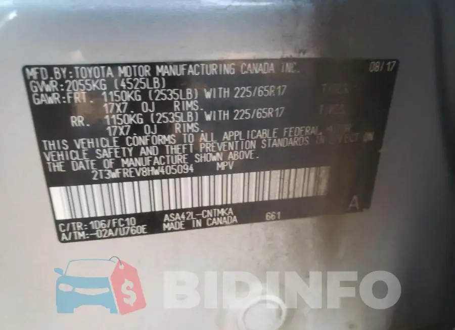 2T3WFREV8HW405094 Photo# 10