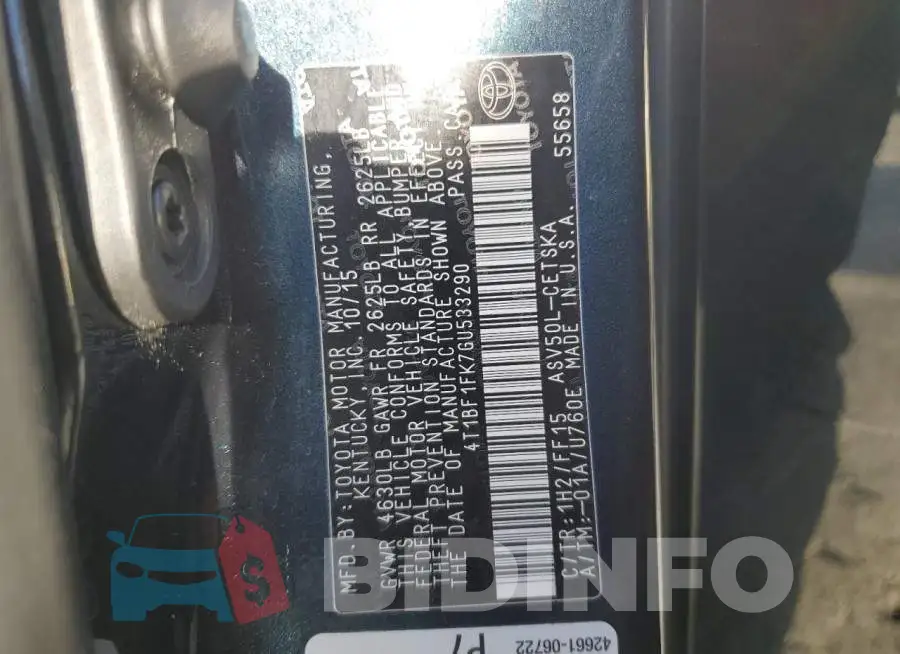 4T1BF1FK7GU533290 Photo# 12