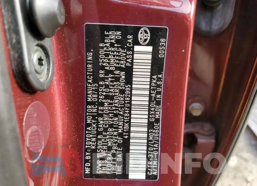 4T1BK1EB4FU182995 Photo# 10