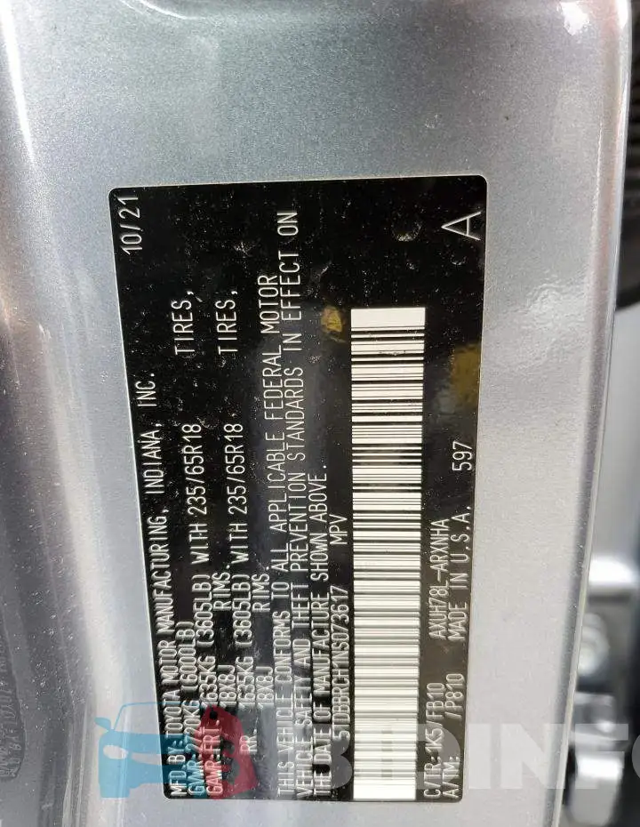 5TDBBRCH1NS073617 Photo# 14