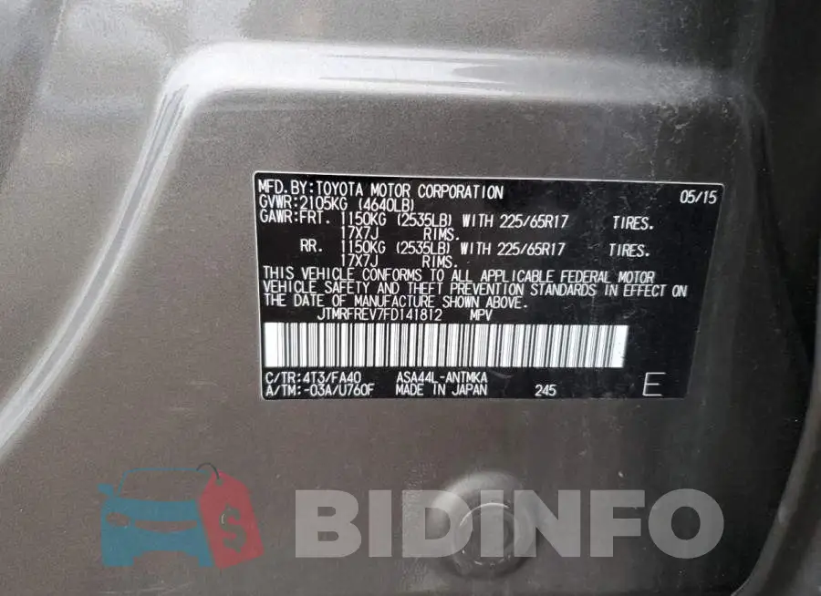 JTMRFREV7FD141812 Photo# 13
