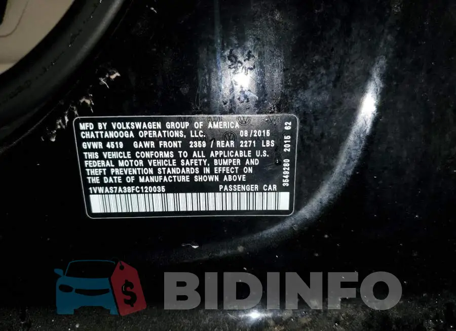 1VWAS7A38FC120035 Photo# 12