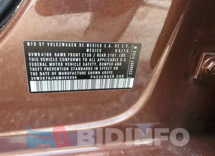 3VW267AJ4GM404334 Photo# 10