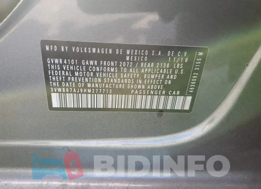 3VWB67AJ9HM277713 Photo# 12