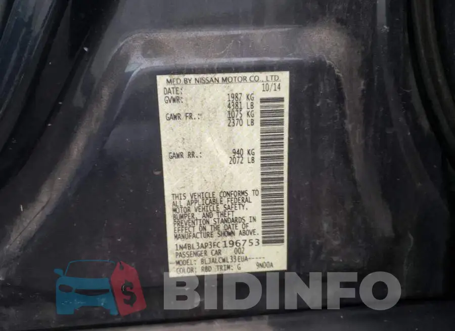 1N4BL3AP3FC196753 Photo# 12