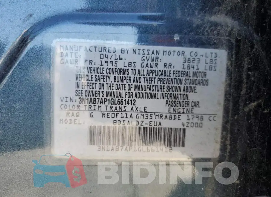 3N1AB7AP1GL661412 Photo# 12