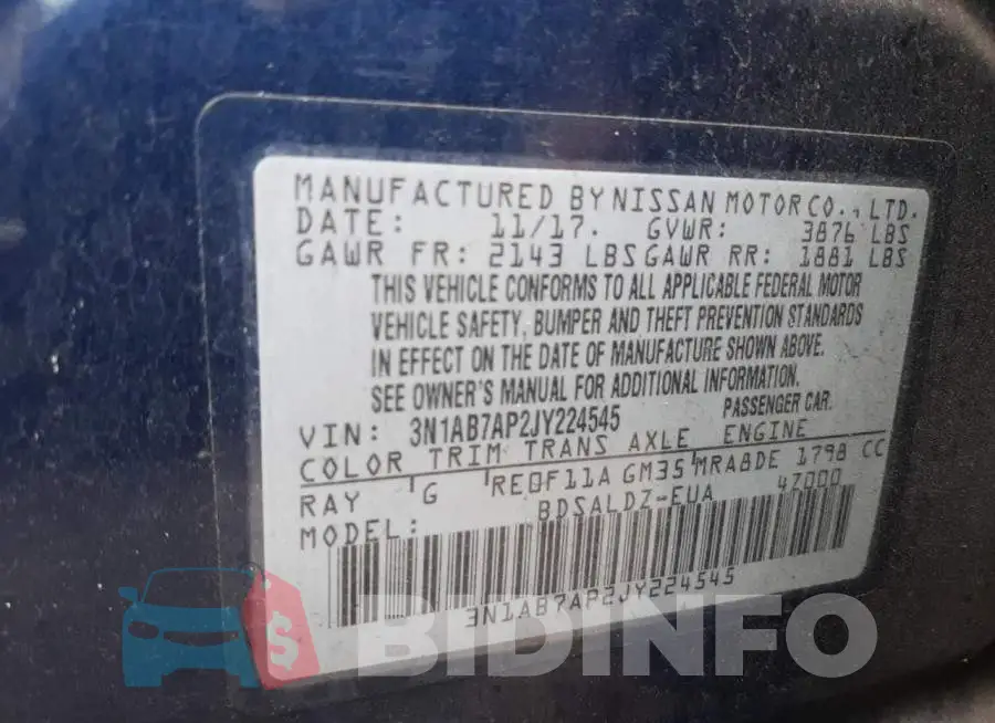 3N1AB7AP2JY224545 Photo# 12