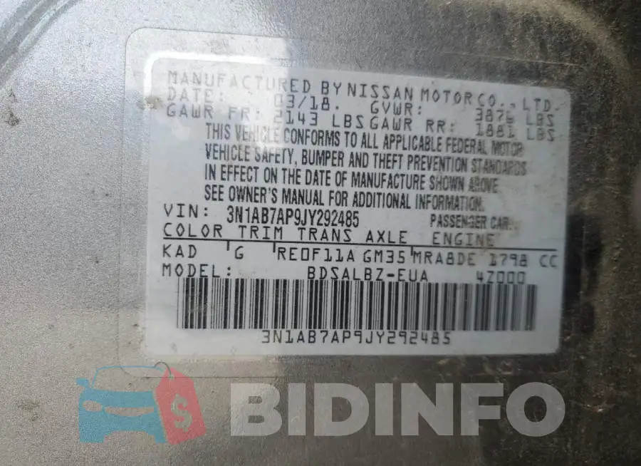 3N1AB7AP9JY292485 Photo# 12