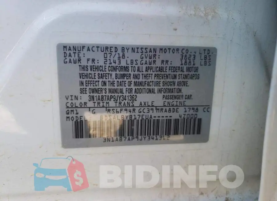 3N1AB7AP9JY341362 Photo# 12