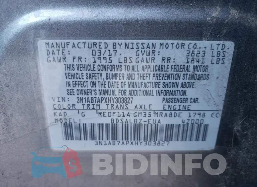 3N1AB7APXHY303827 Photo# 10