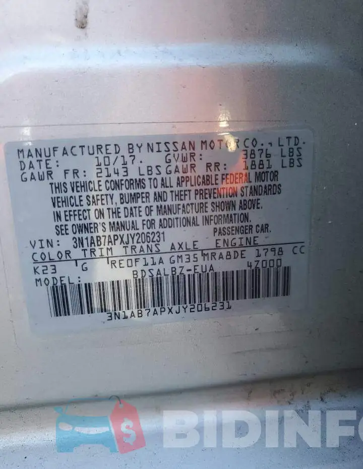 3N1AB7APXJY206231 Photo# 12