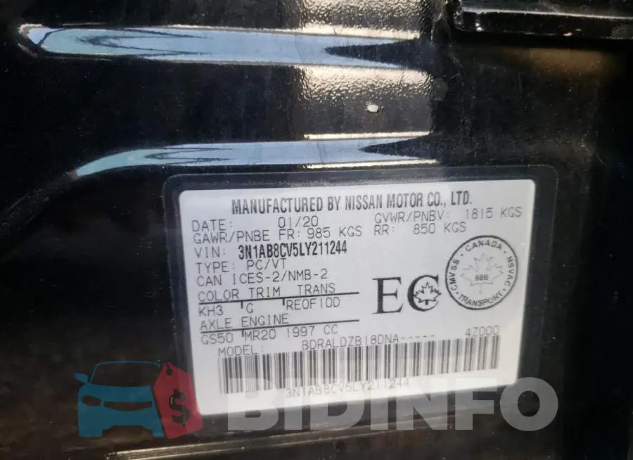3N1AB8CV5LY211244 Photo# 10