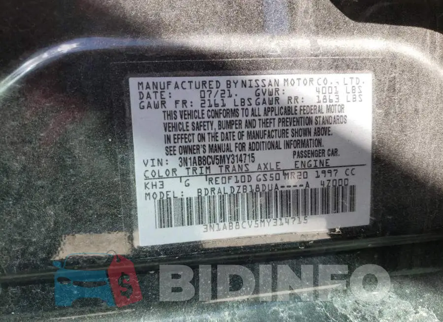 3N1AB8CV5MY314715 Photo# 10