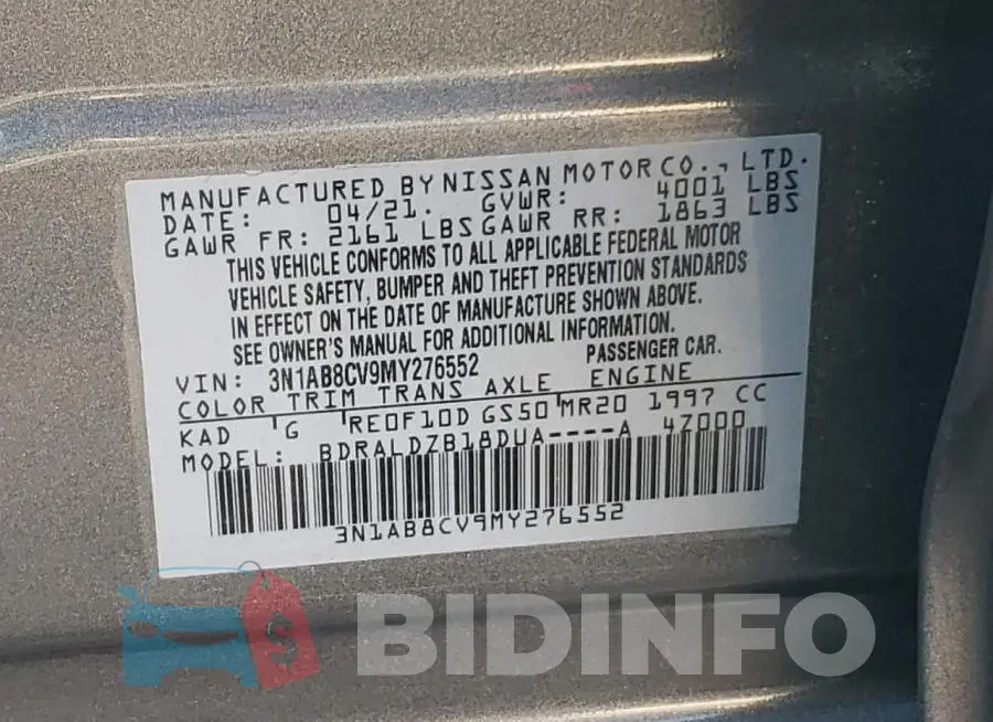 3N1AB8CV9MY276552 Photo# 12