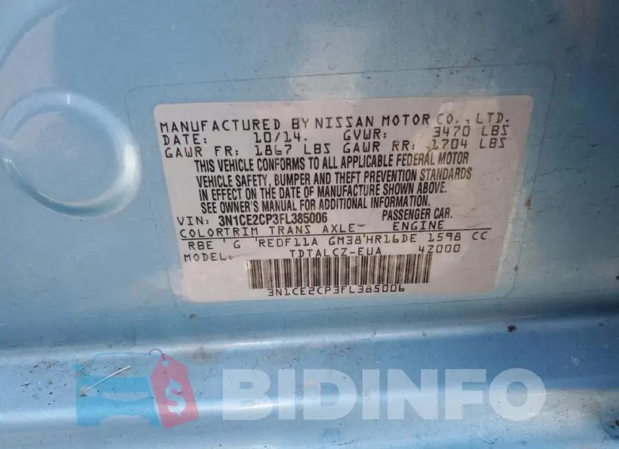 3N1CE2CP3FL385006 Photo# 12