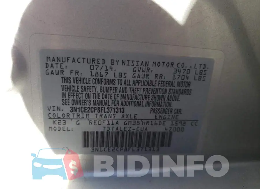 3N1CE2CP8FL371313 Photo# 10