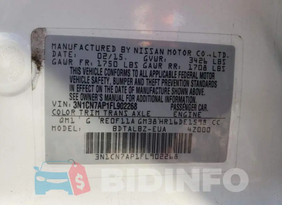 3N1CN7AP1FL902268 Photo# 12