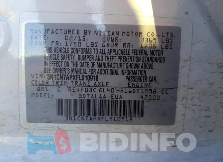 3N1CN7APXFL910918 Photo# 10