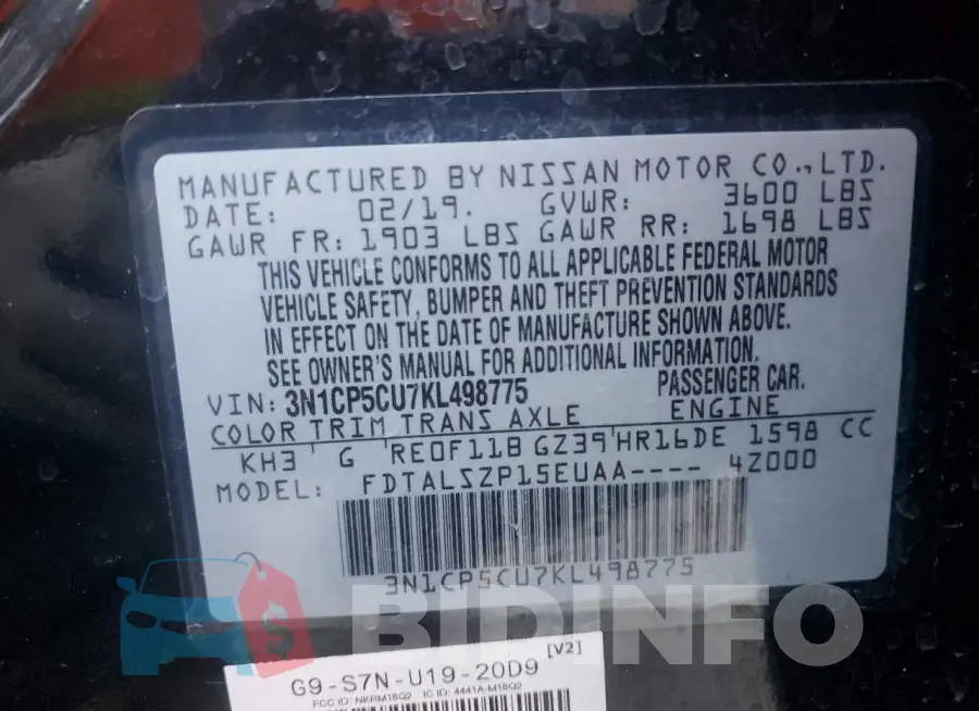 3N1CP5CU7KL498775 Photo# 13