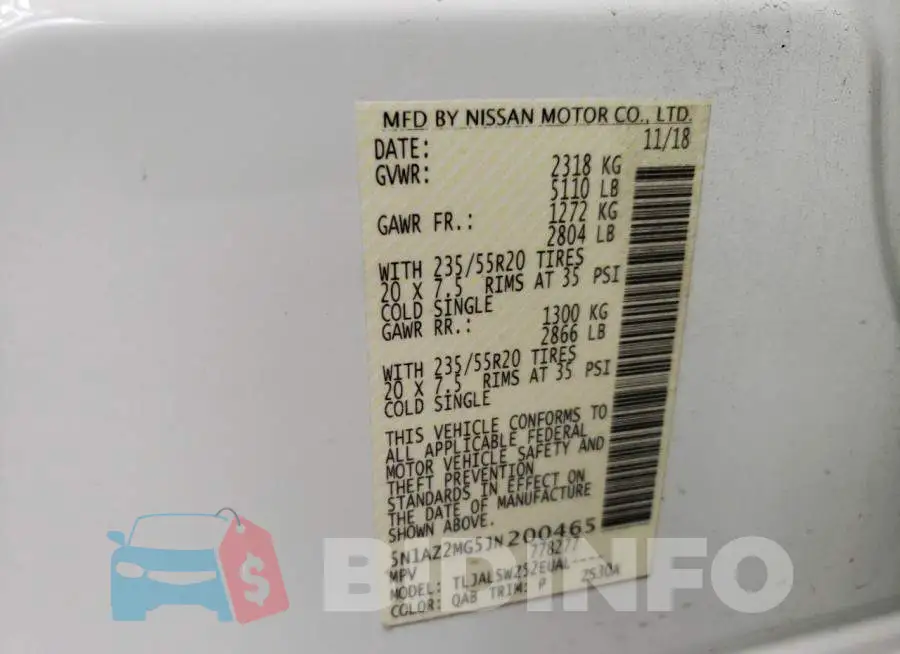 5N1AZ2MG5JN200465 Photo# 10