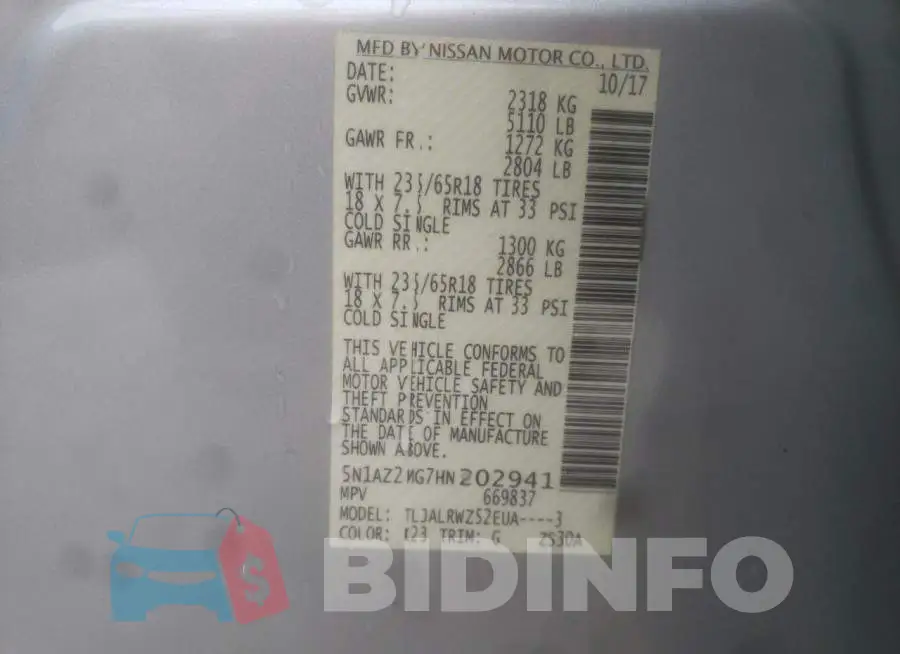 5N1AZ2MG7HN202941 Photo# 14