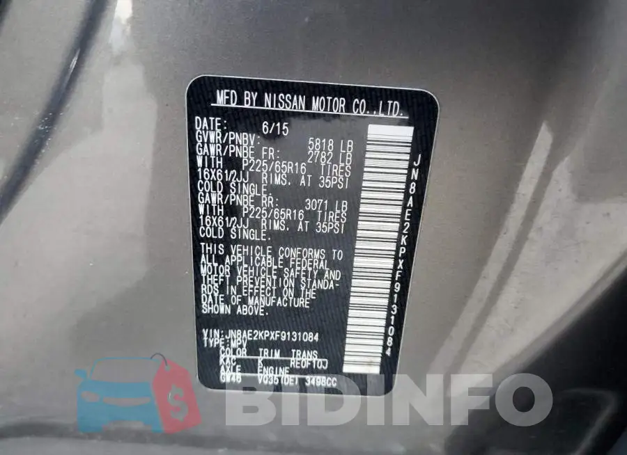 JN8AE2KPXF9131084 Photo# 14