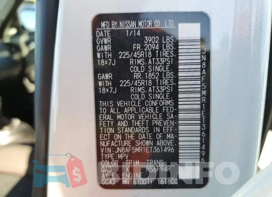 JN8AF5MR1ET361496 Photo# 10