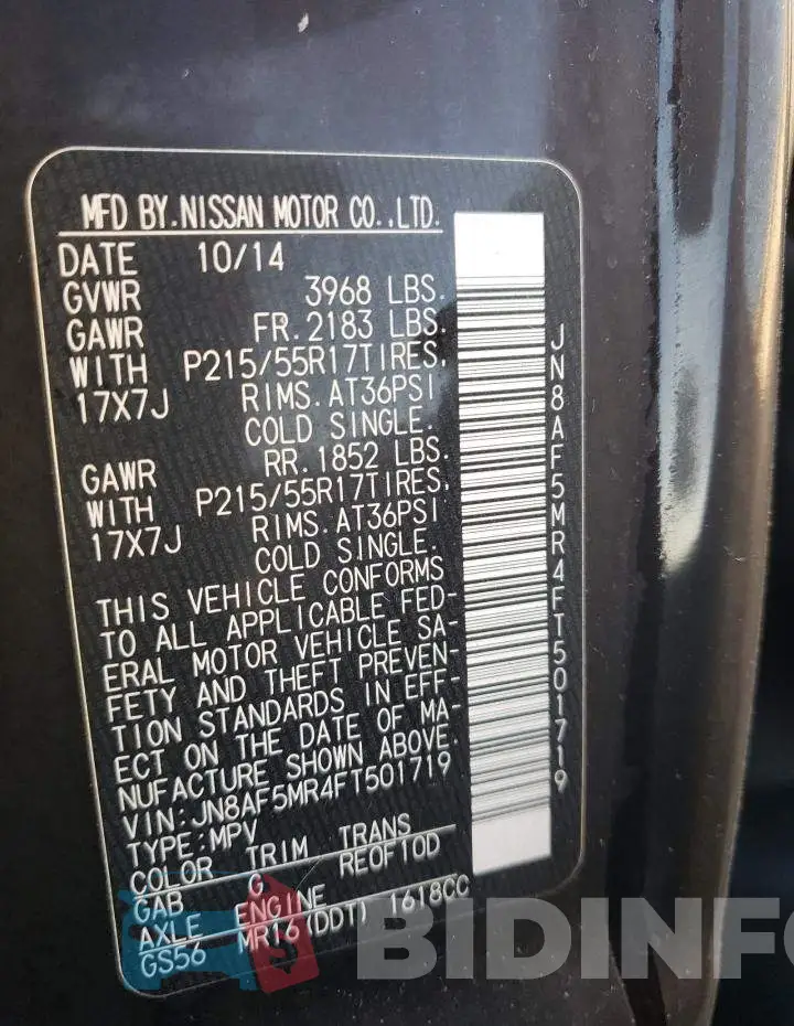 JN8AF5MR4FT501719 Photo# 10