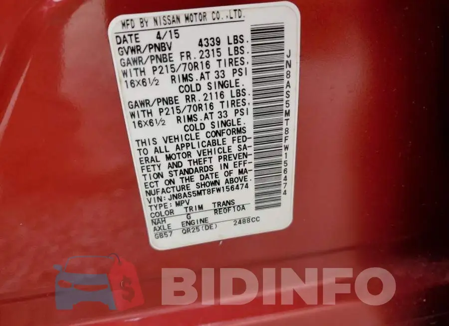 JN8AS5MT8FW156474 Photo# 13