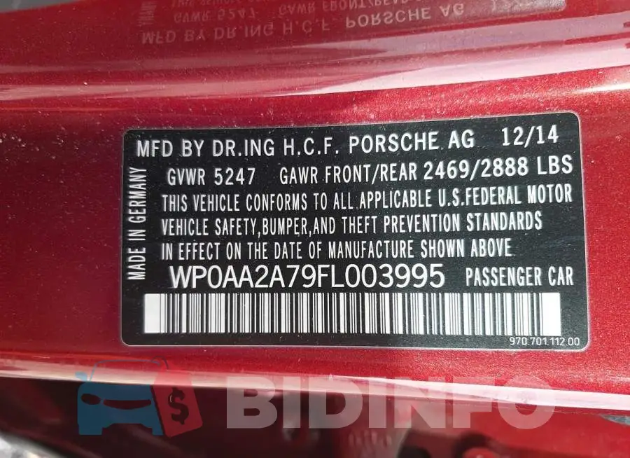 WP0AA2A79FL003995 Photo# 13